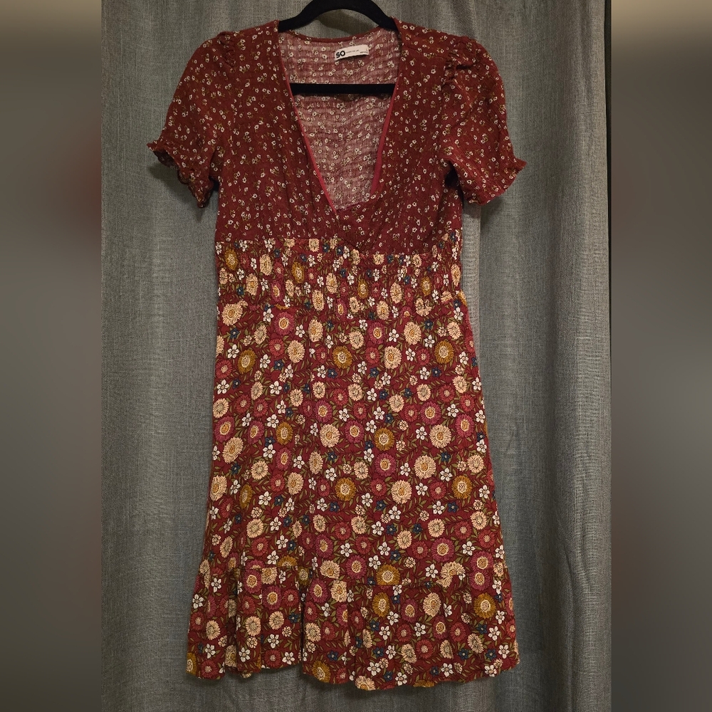 Elegant Floral Dress in Burgundy by [Brand]